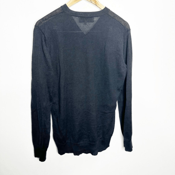 PERUVIAN LINK V neck Pullover sweater black alpaca mid weight mens medium M - Picture 5 of 8